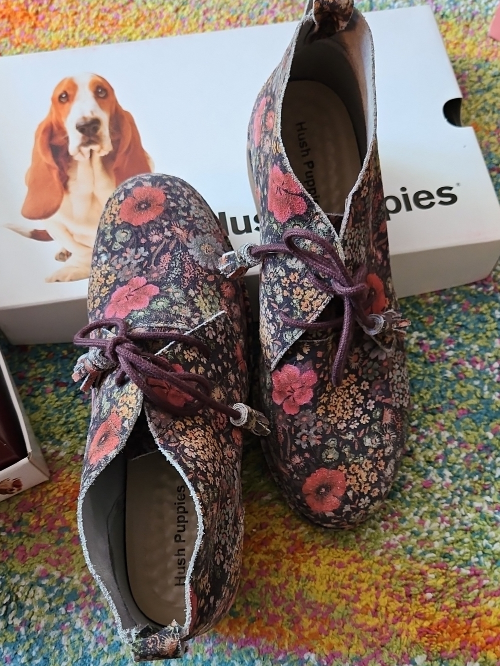 Hush Puppies Women's Floral Lace-Up Ankle Boots - Purple Multi 9W